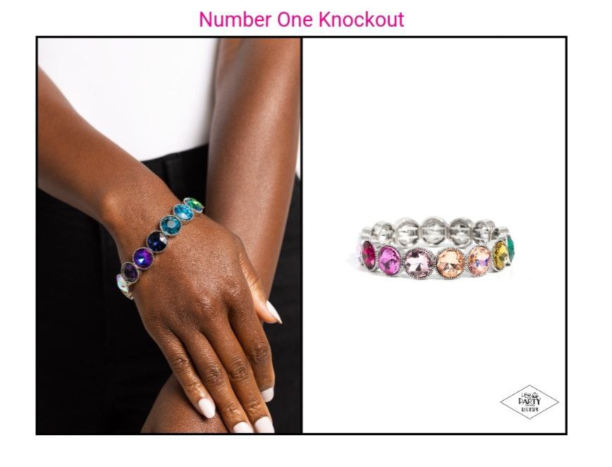 Multi color stackable Paparazzi stretch bracelets  &quot;Number One Knockout&quot;